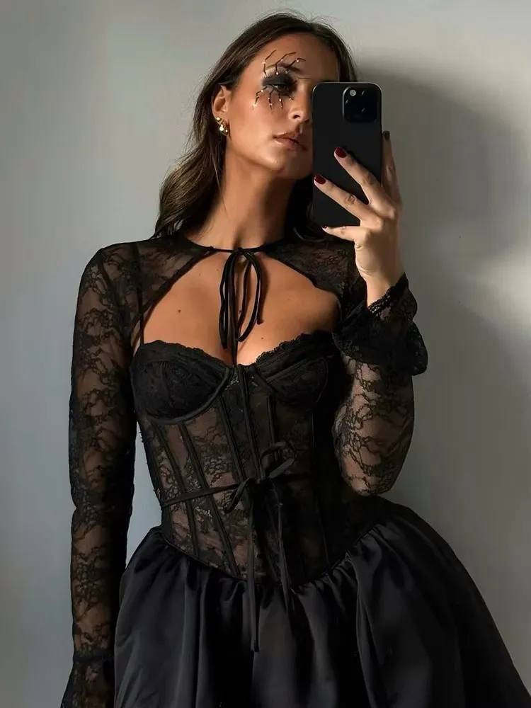 Beauty Taffeta and Lace Fabric Lined Bolero and Dress Set