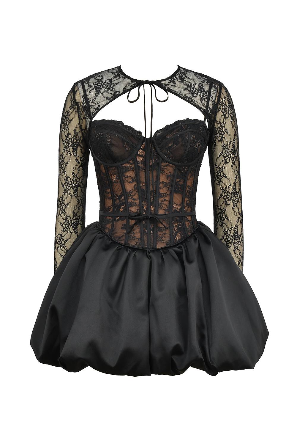 Beauty Taffeta and Lace Fabric Lined Bolero and Dress Set