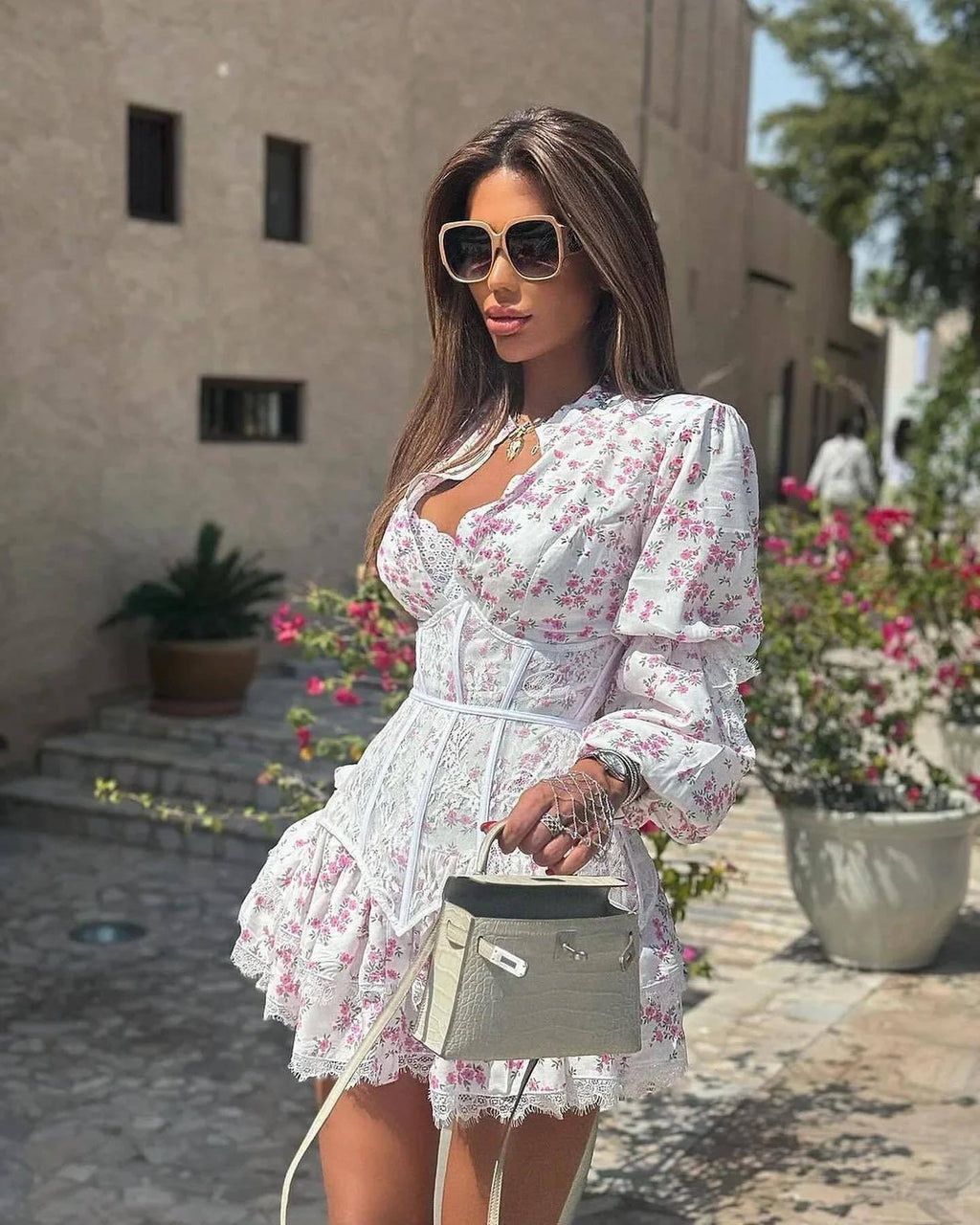 Kendra Dress with Lace Corset Detail