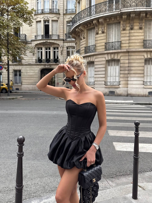 Amadora Balloon Strapless Dress